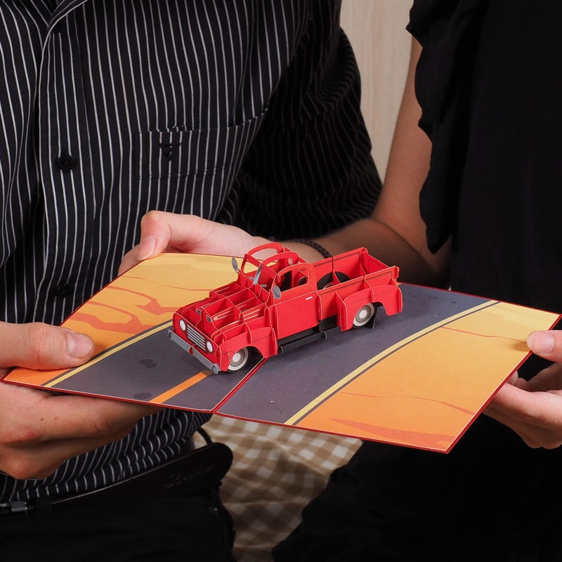 Paper Love 3D Classic Truck Valentines Day Pop Up Card, Gift For Dad, Husband, Son, Anyone - 5" x 7" Cover - Includes Envelope and Note Tag - Image 4